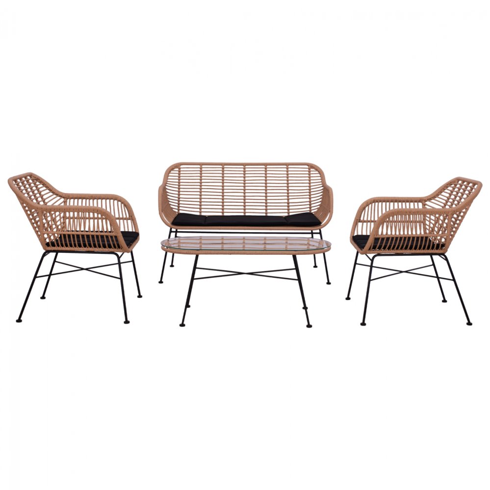4-tlg Loungeset ,,Allegra“ in schwarz-beige