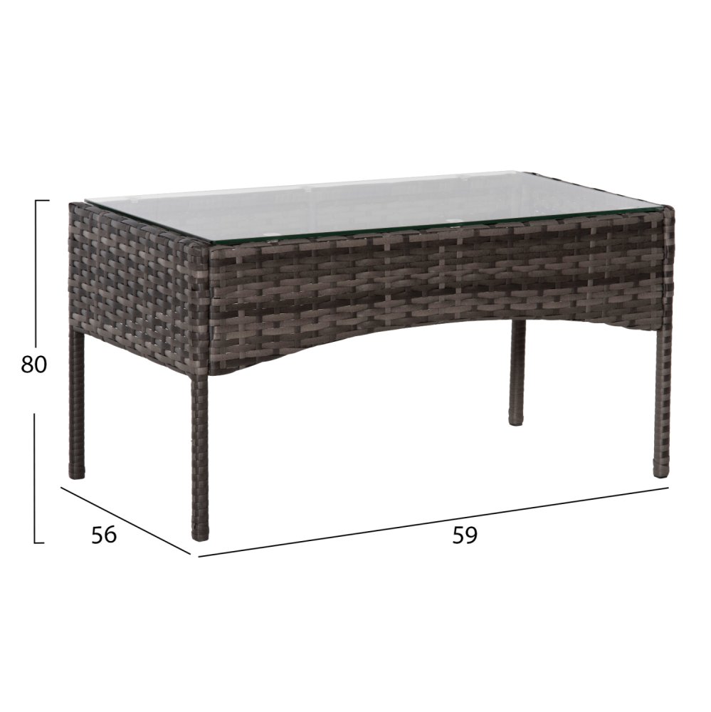 OUTDOOR-LOUNGE-SET 4-TLG. SYNTHETISCHES RATTAN IN GRAU – KISSEN IN BEIGE