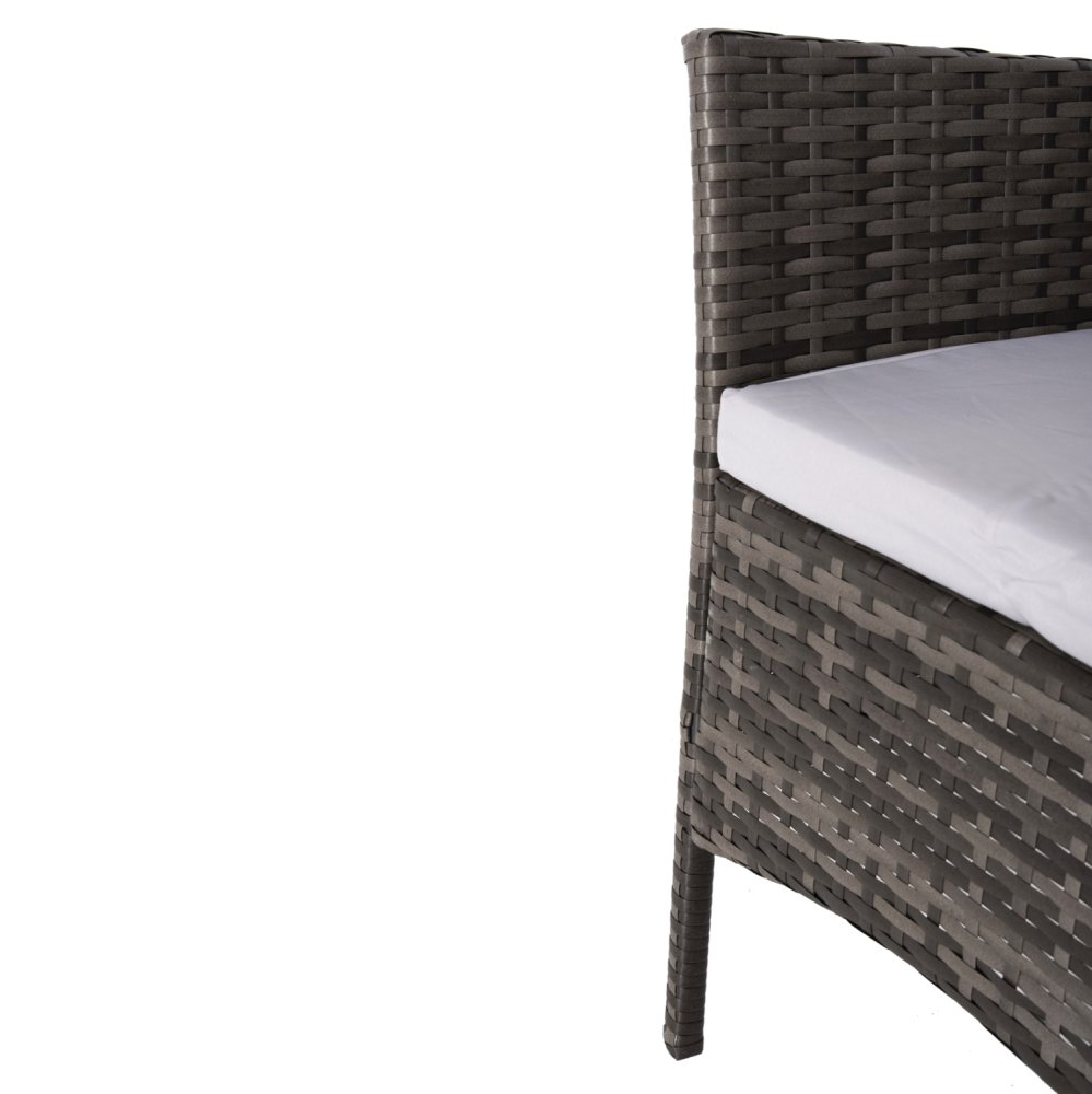OUTDOOR-LOUNGE-SET 4-TLG. SYNTHETISCHES RATTAN IN GRAU – KISSEN IN BEIGE