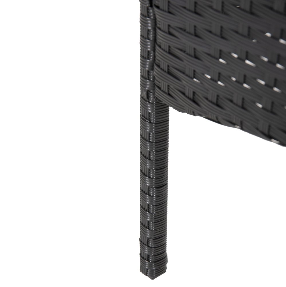 OUTDOOR-LOUNGE-SET 4-TLG. SYNTHETISCHES RATTAN IN SCHWARZ – KISSEN IN GRAU
