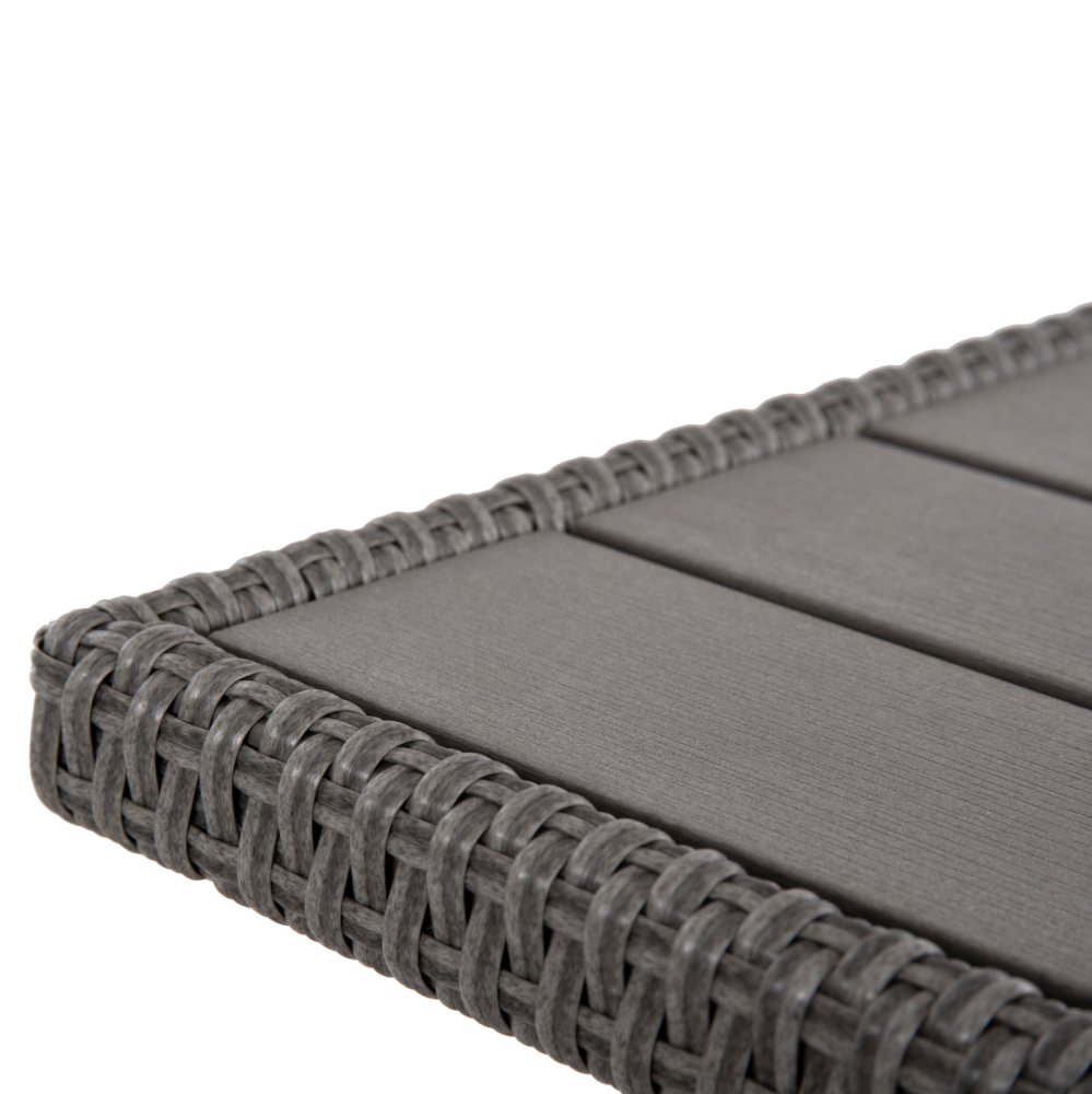 OUTDOOR-LOUNGE-SET RECHTES ECKENSOFA & TISCH GRAU SYNTHETISCHER RATTAN-KISSEN-PS-HOLZ