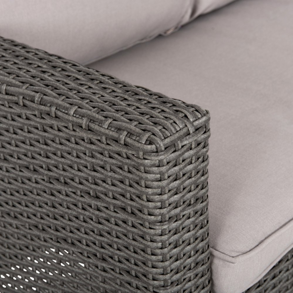 OUTDOOR-LOUNGE-SET RECHTES ECKENSOFA & TISCH GRAU SYNTHETISCHER RATTAN-KISSEN-PS-HOLZ