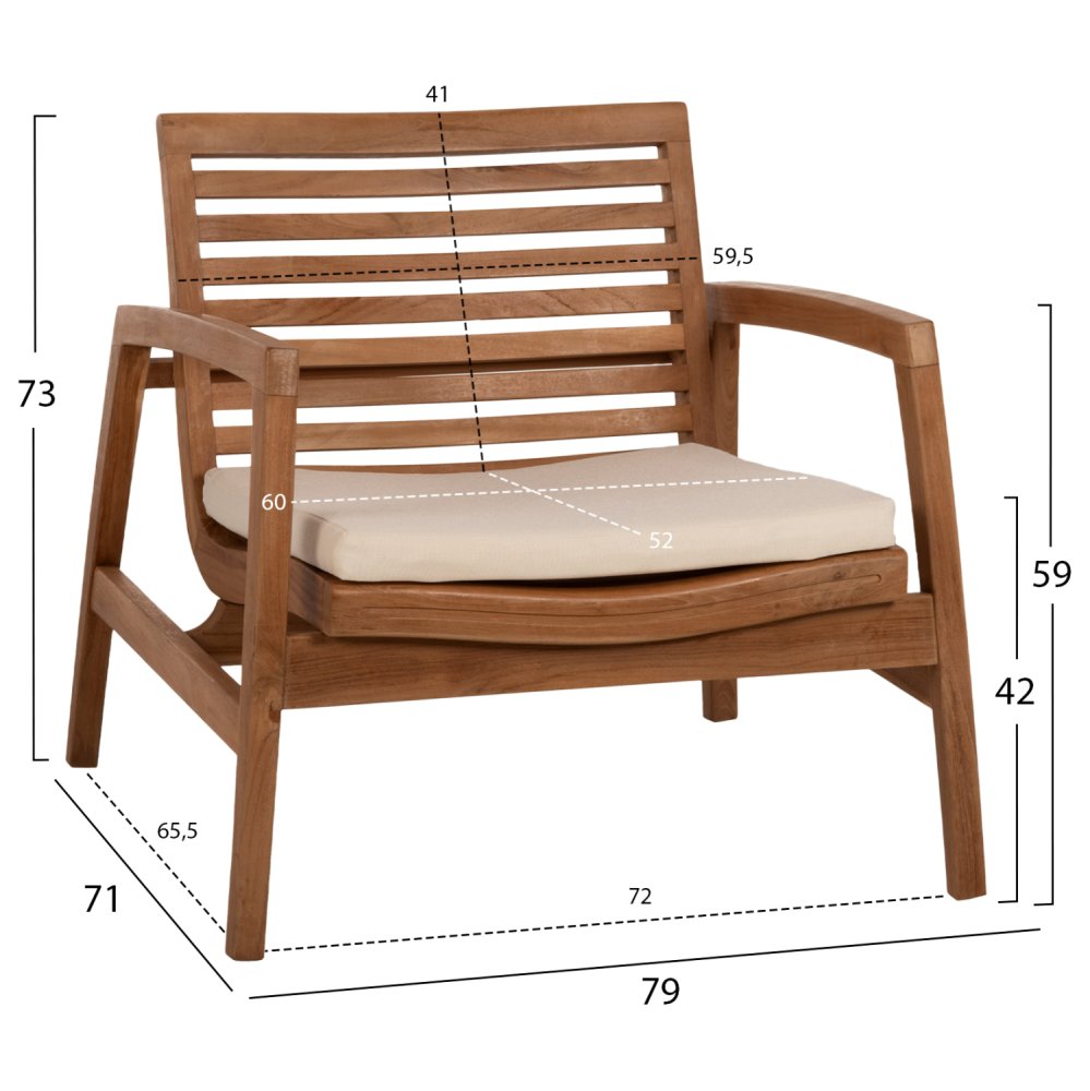 OUTDOOR-LOUNGE-SET 4-TLG. DOVER RECYCELTES TEAKHOLZ-WEIßE KISSEN