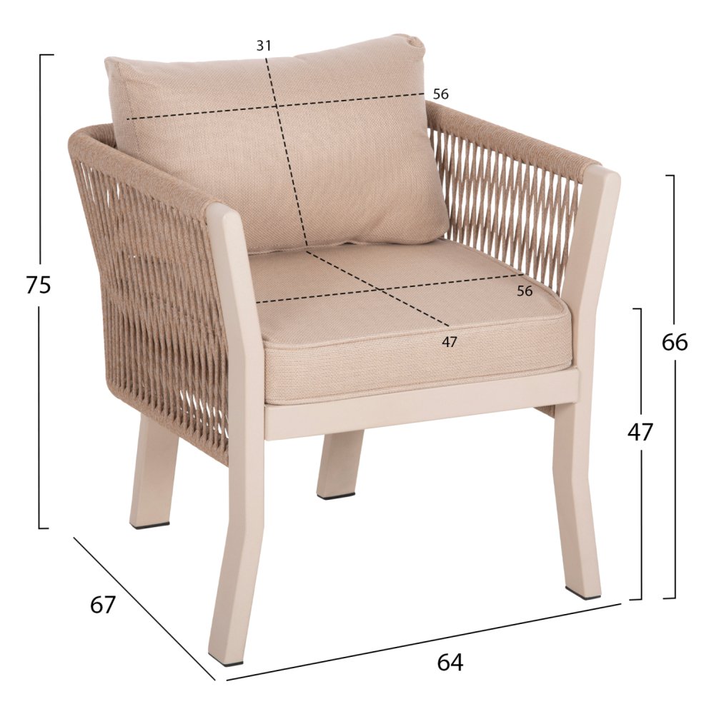 OUTDOOR-ESSZIMMER-SET 7-TEILIG ALUMINIUM IN BEIGE-HPL-GRAUEM MARMOR-CAPUCCINO-KISSEN UND SEIL