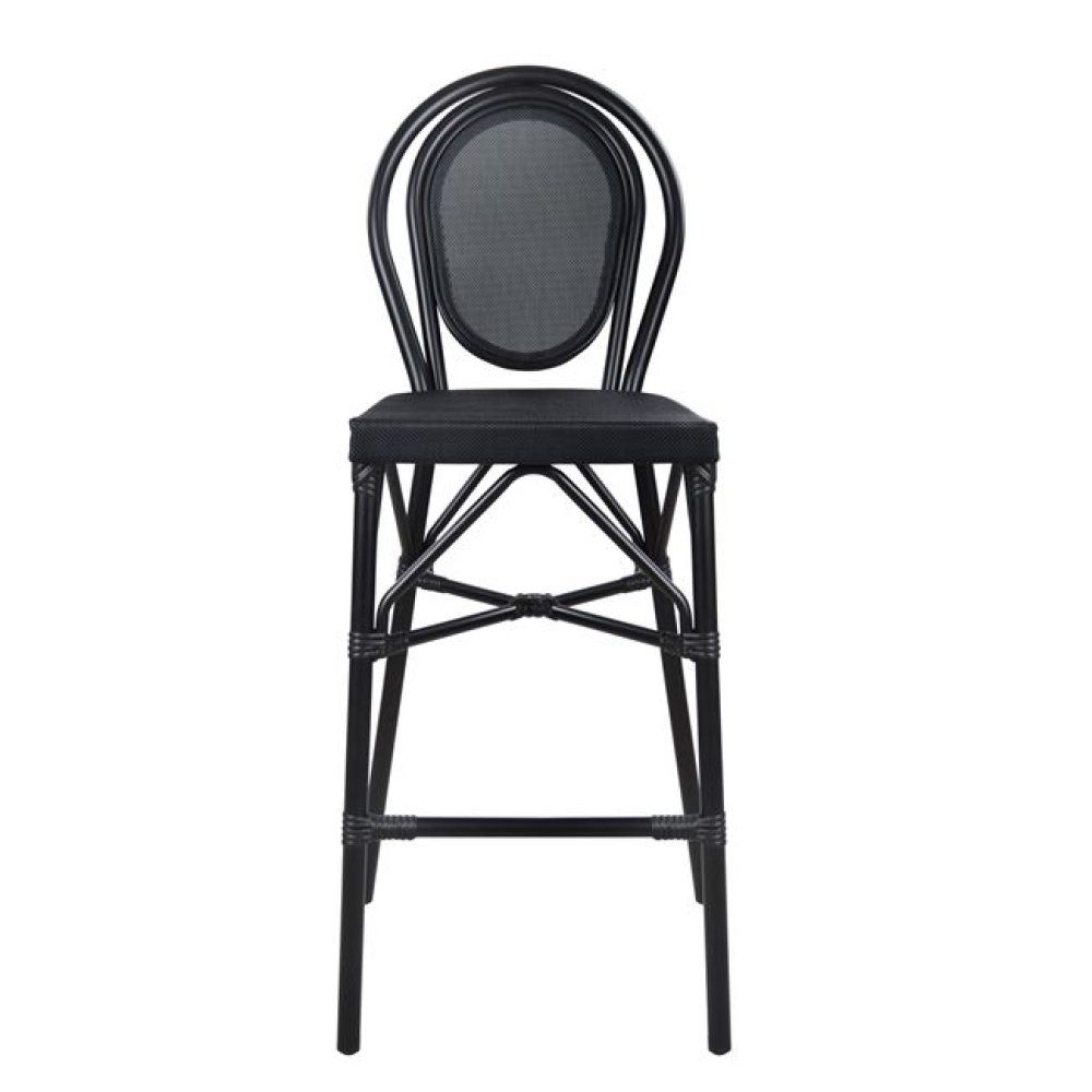 Bar Hocker aus Aluminium in Bambus-Optik in schwarz