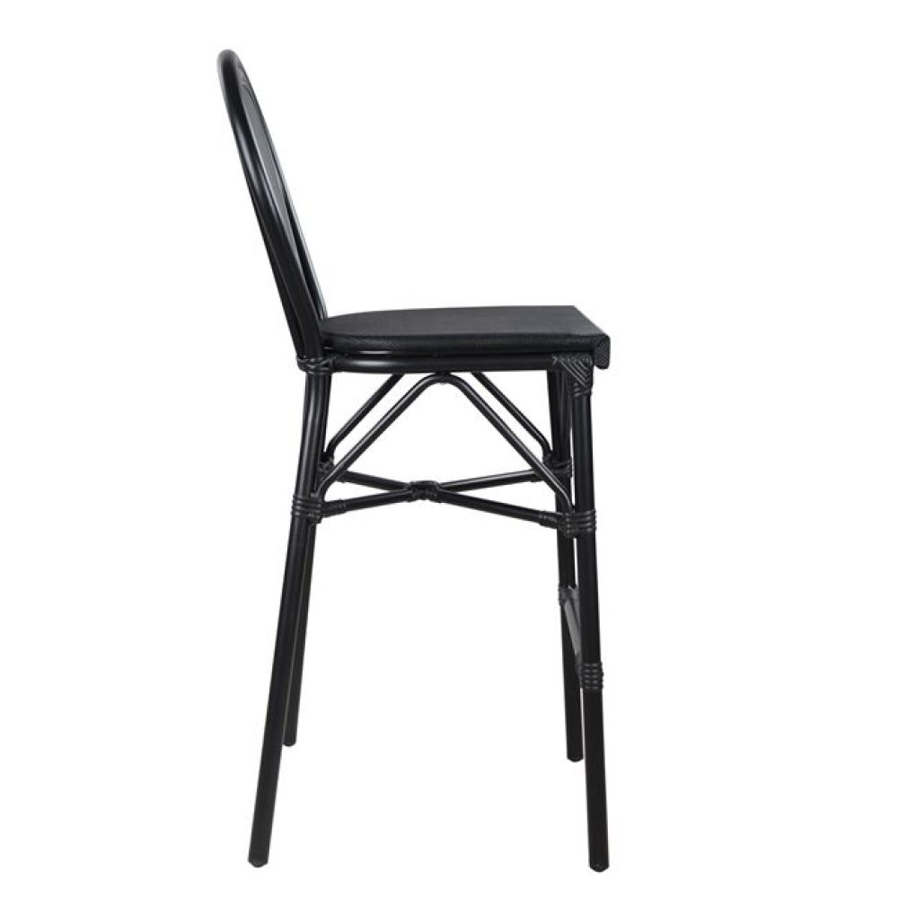 Bar Hocker aus Aluminium in Bambus-Optik in schwarz