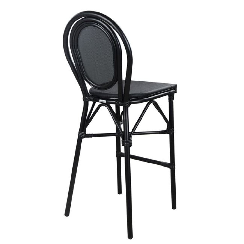 Bar Hocker aus Aluminium in Bambus-Optik in schwarz