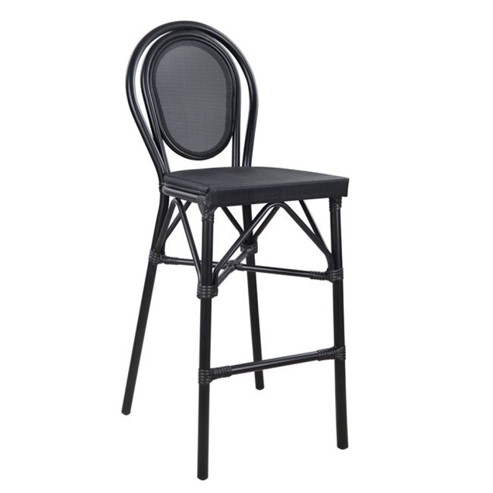 Bar Hocker aus Aluminium in Bambus-Optik in schwarz