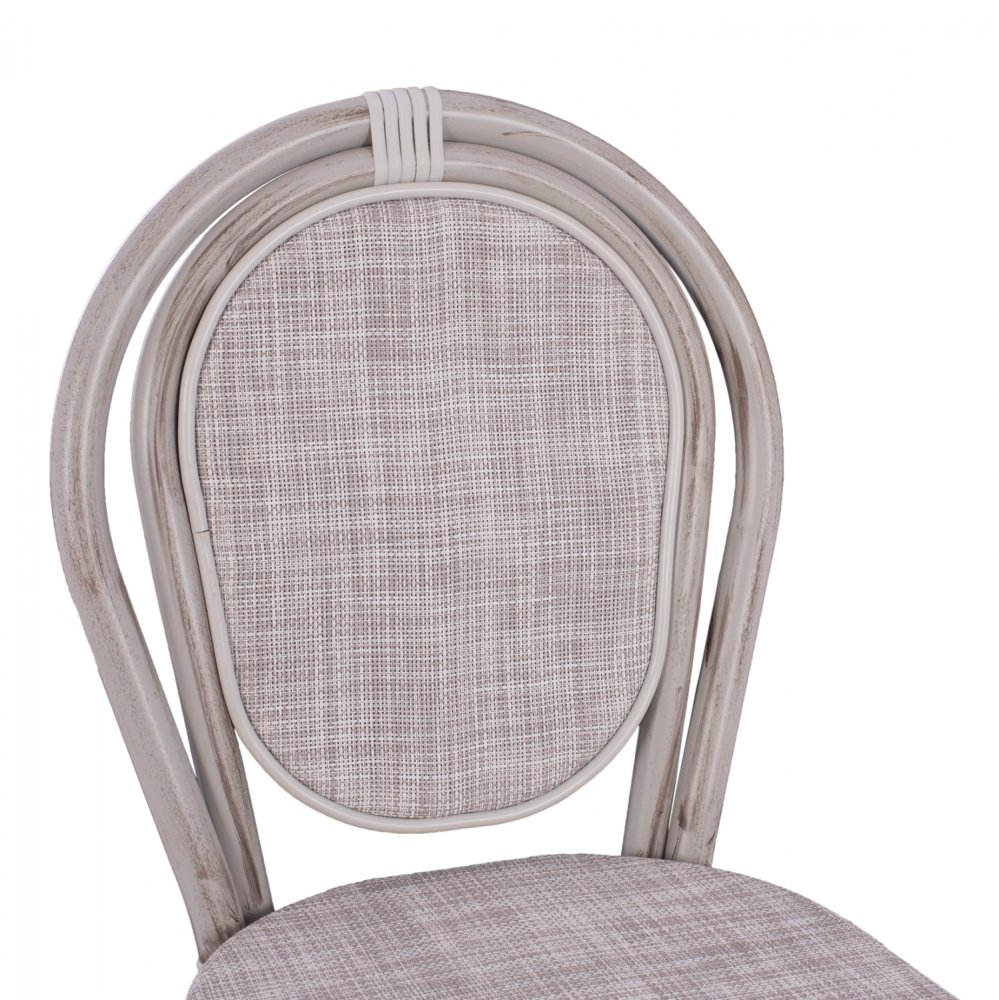 Bar Hocker aus Aluminium in Bambus-Optik in weiß-creme