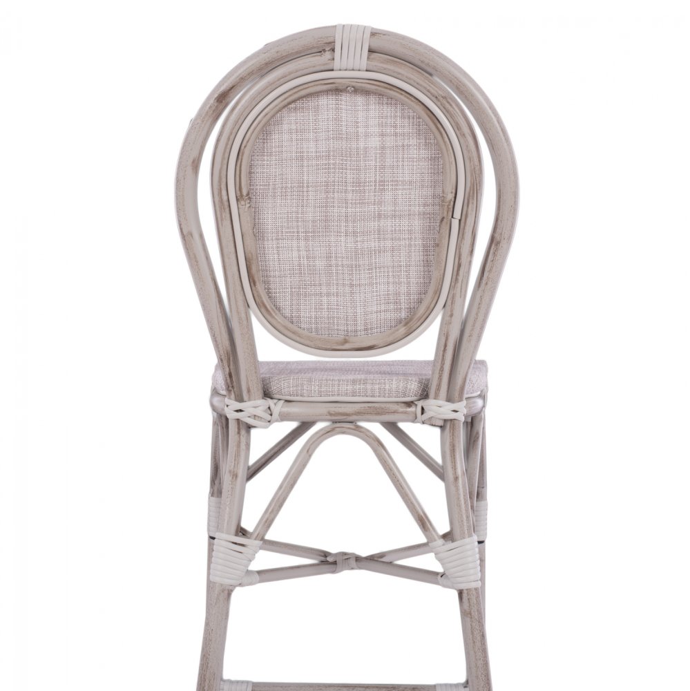 Bar Hocker aus Aluminium in Bambus-Optik in weiß-creme