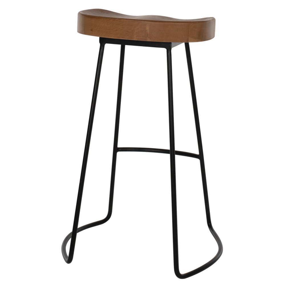 HOLZHOCKER TOON-METALL IN SCHWARZ-NATUR 48X40,5X71cm