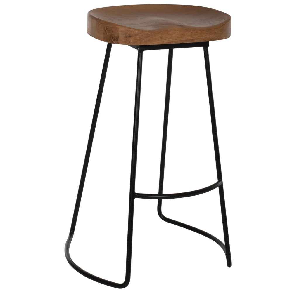 HOLZHOCKER TOON-METALL IN SCHWARZ-NATUR 48X40,5X71cm