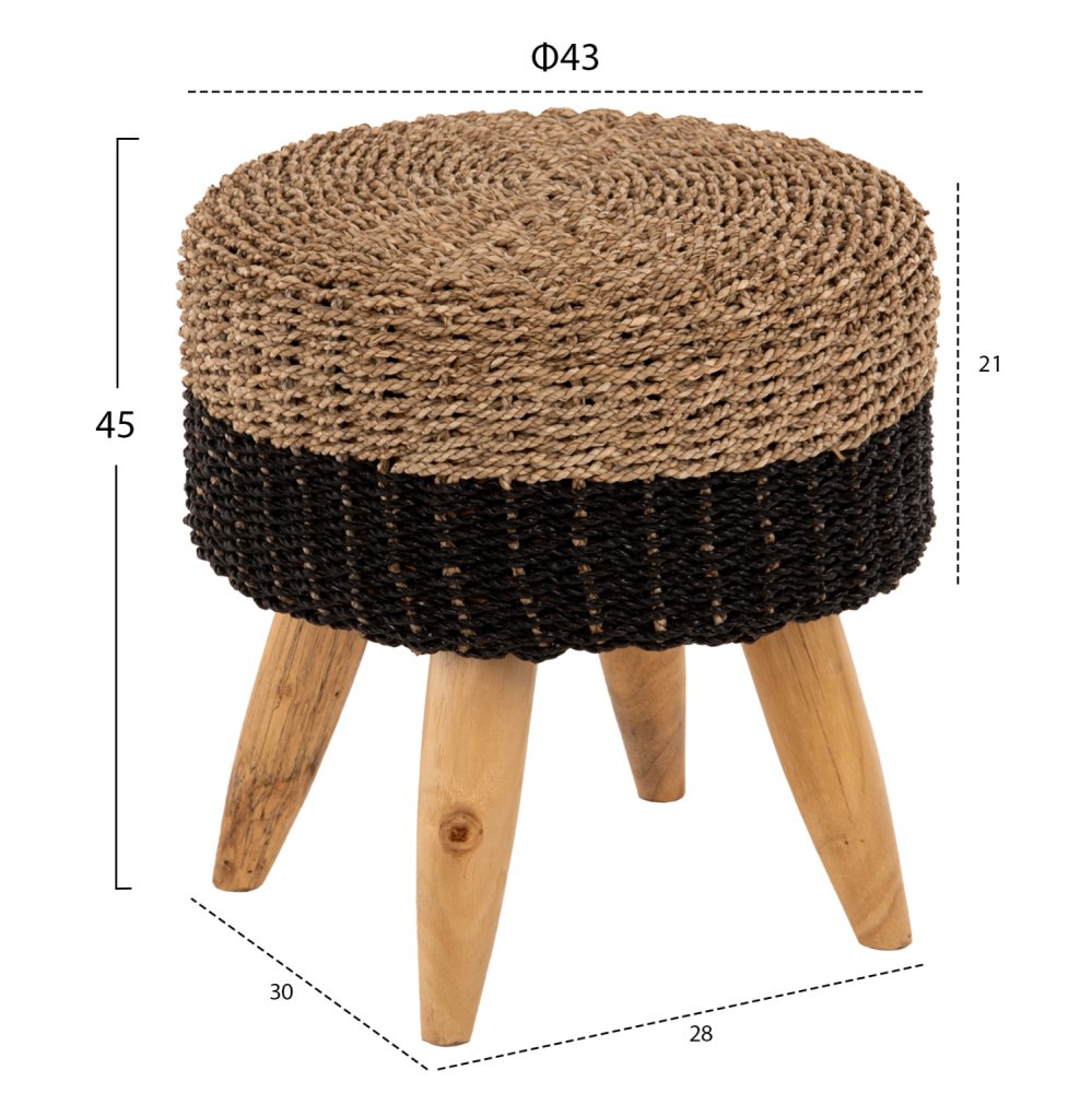 ΣΚΑΜΠΟ BEAM ΞΥΛΟ ΤΕΑΚ ΚΑΙ SEAGRASS ΣΕ ΦΥΣΙΚΟ & ΜΑΥΡΟ Φ43x45Yεκ.