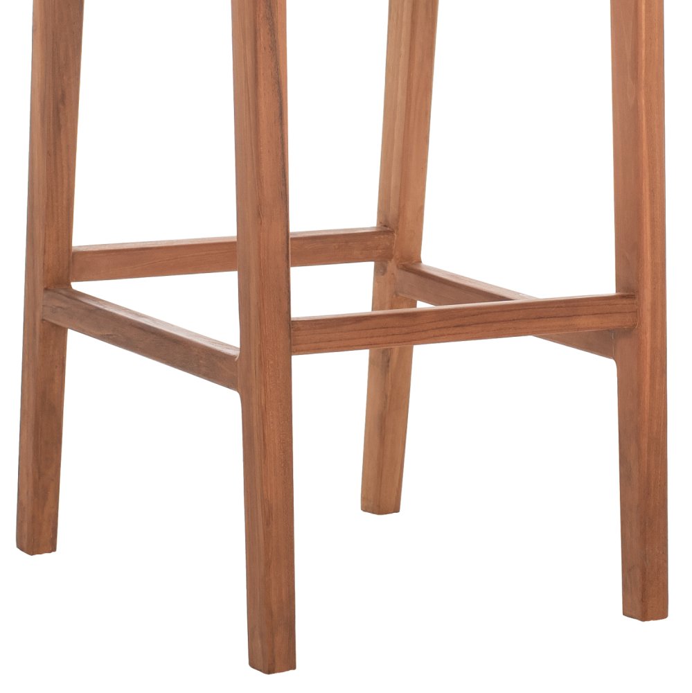 BARHOCKER MIT RÜCKENLEHNE AUSSEN TEAKHOLZ UND SEIL 40X53X89Hcm
