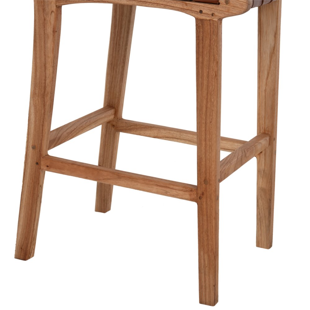 HOCKER MIT RÜCKENLEHNE HOCH, MINDIHOLZ, STRICKLEDER NATUR, 40X53X89H