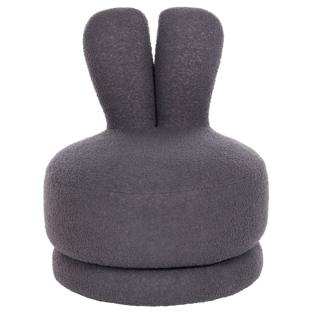 HOCKER MIT RÜCKENLEHNE DREHBAR MIT GRAU TEDDYSTOFF 51x51x61Hcm