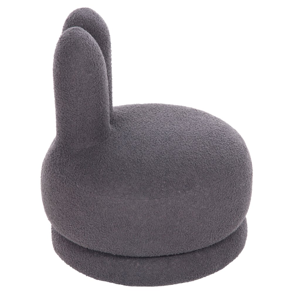 HOCKER MIT RÜCKENLEHNE DREHBAR MIT GRAU TEDDYSTOFF 51x51x61Hcm