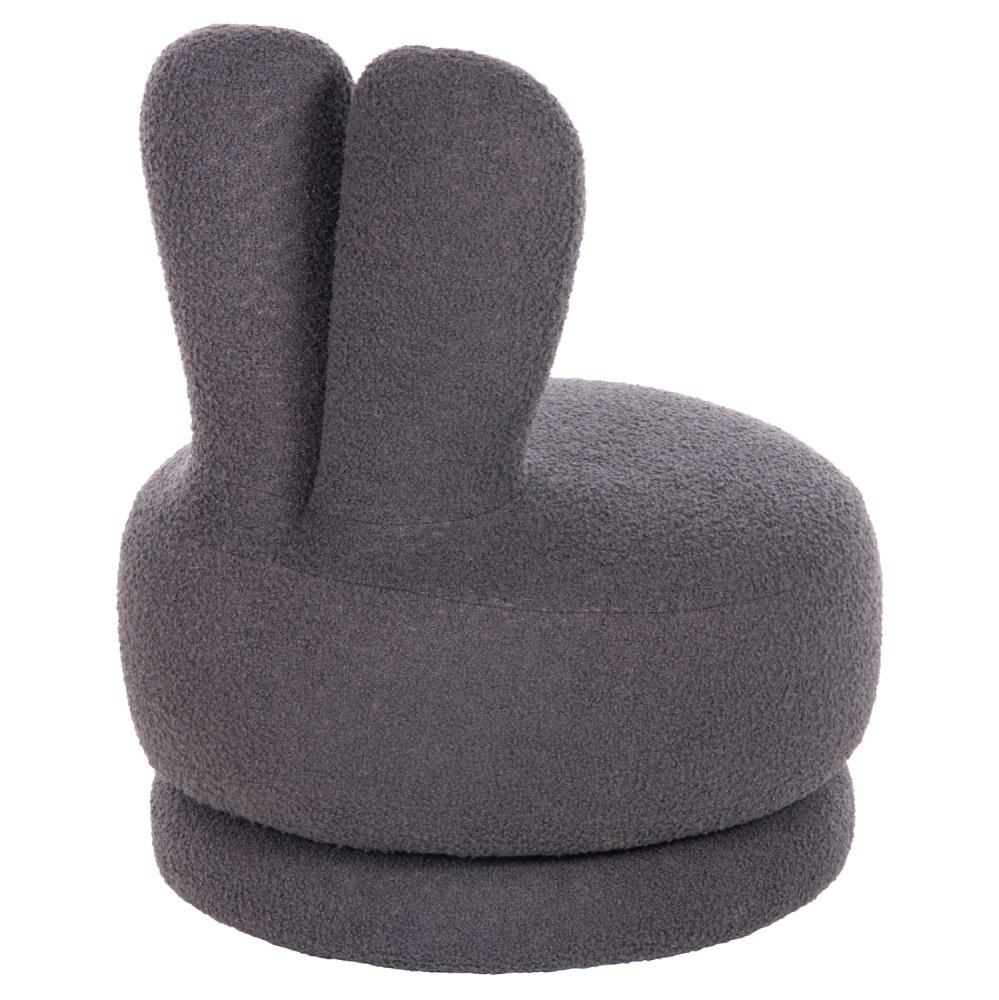 HOCKER MIT RÜCKENLEHNE DREHBAR MIT GRAU TEDDYSTOFF 51x51x61Hcm