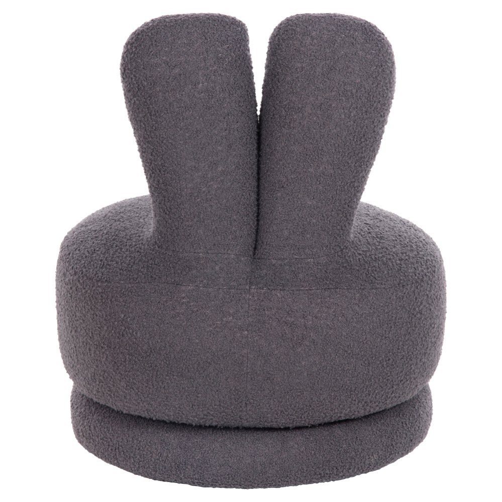 HOCKER MIT RÜCKENLEHNE DREHBAR MIT GRAU TEDDYSTOFF 51x51x61Hcm