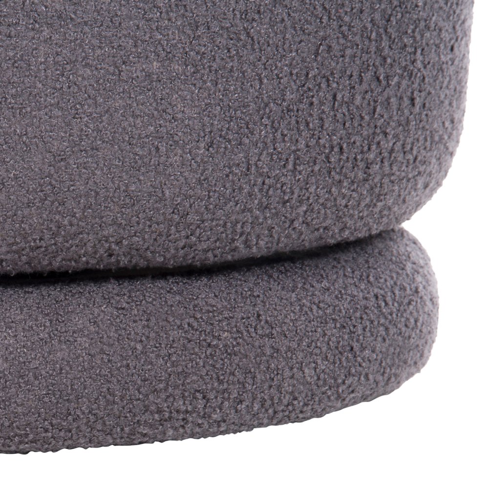 HOCKER MIT RÜCKENLEHNE DREHBAR MIT GRAU TEDDYSTOFF 51x51x61Hcm