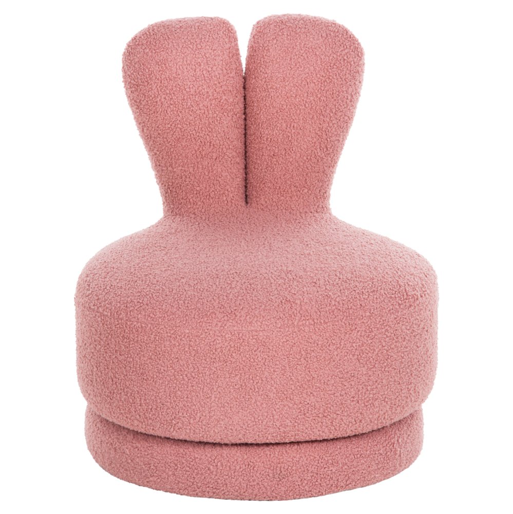 HOCKER MIT RÜCKENLEHNE DREHBAR MIT ROSA TEDDYSTOFF 51x51x61Hcm