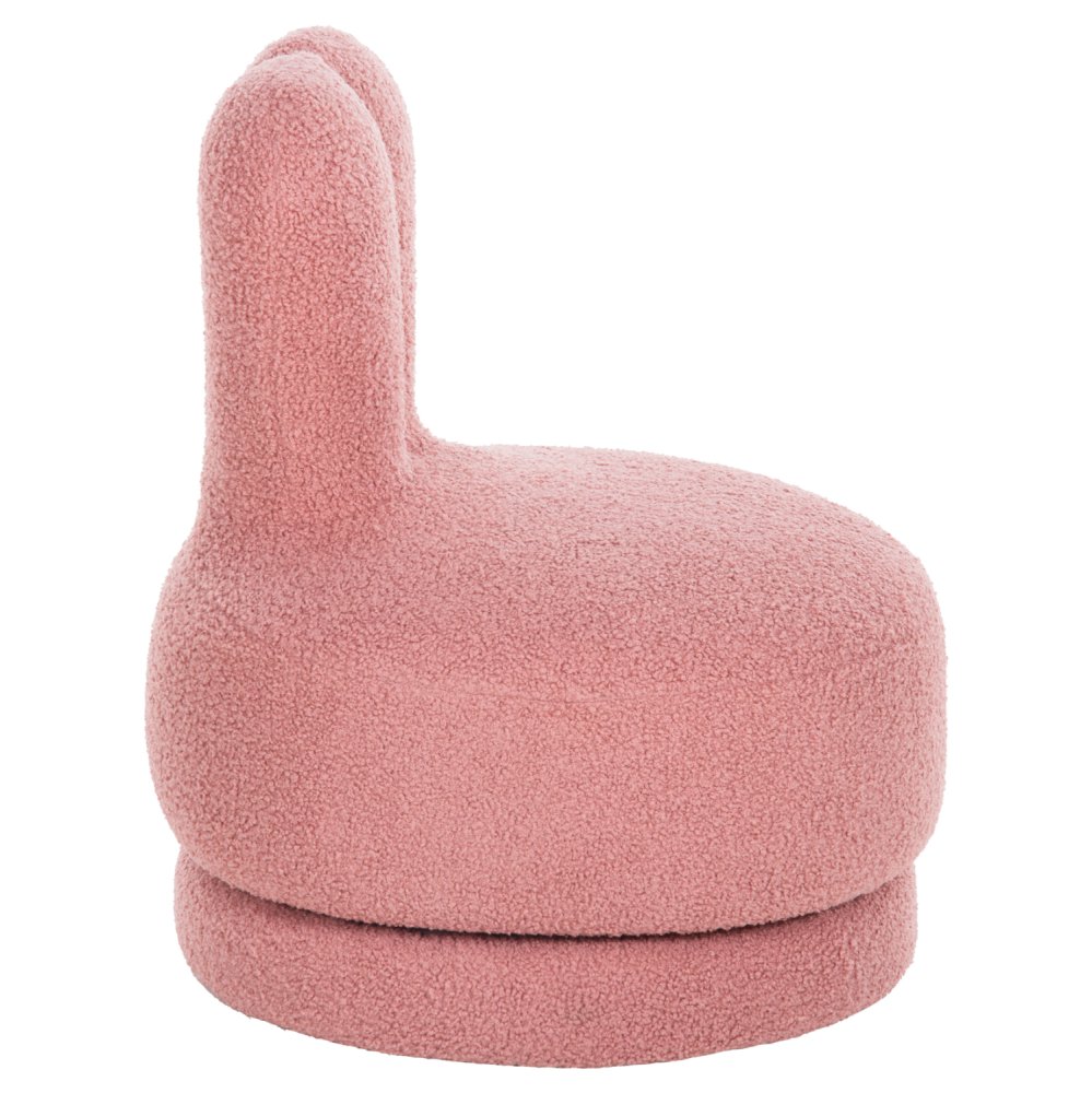 HOCKER MIT RÜCKENLEHNE DREHBAR MIT ROSA TEDDYSTOFF 51x51x61Hcm