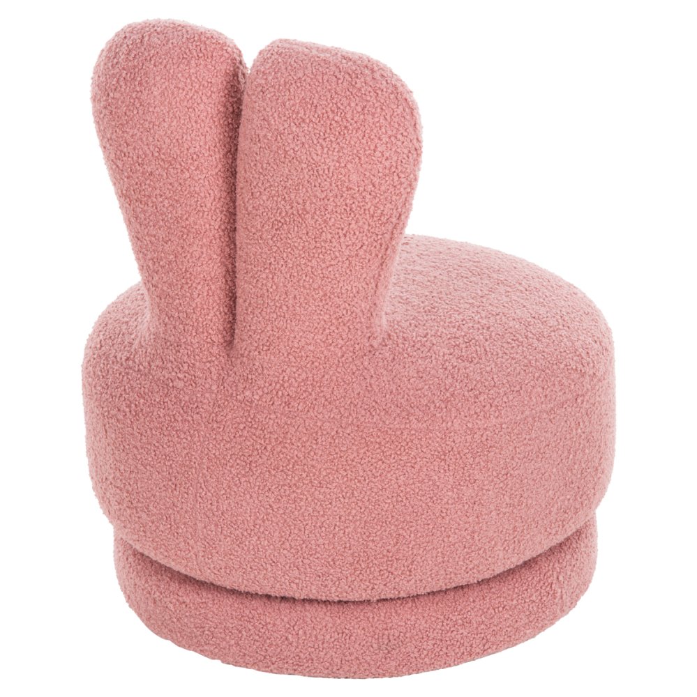 HOCKER MIT RÜCKENLEHNE DREHBAR MIT ROSA TEDDYSTOFF 51x51x61Hcm