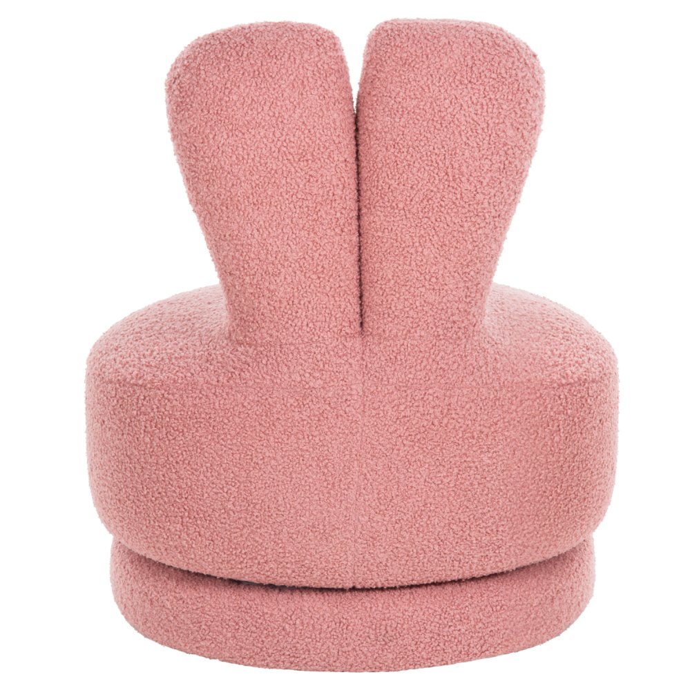 HOCKER MIT RÜCKENLEHNE DREHBAR MIT ROSA TEDDYSTOFF 51x51x61Hcm