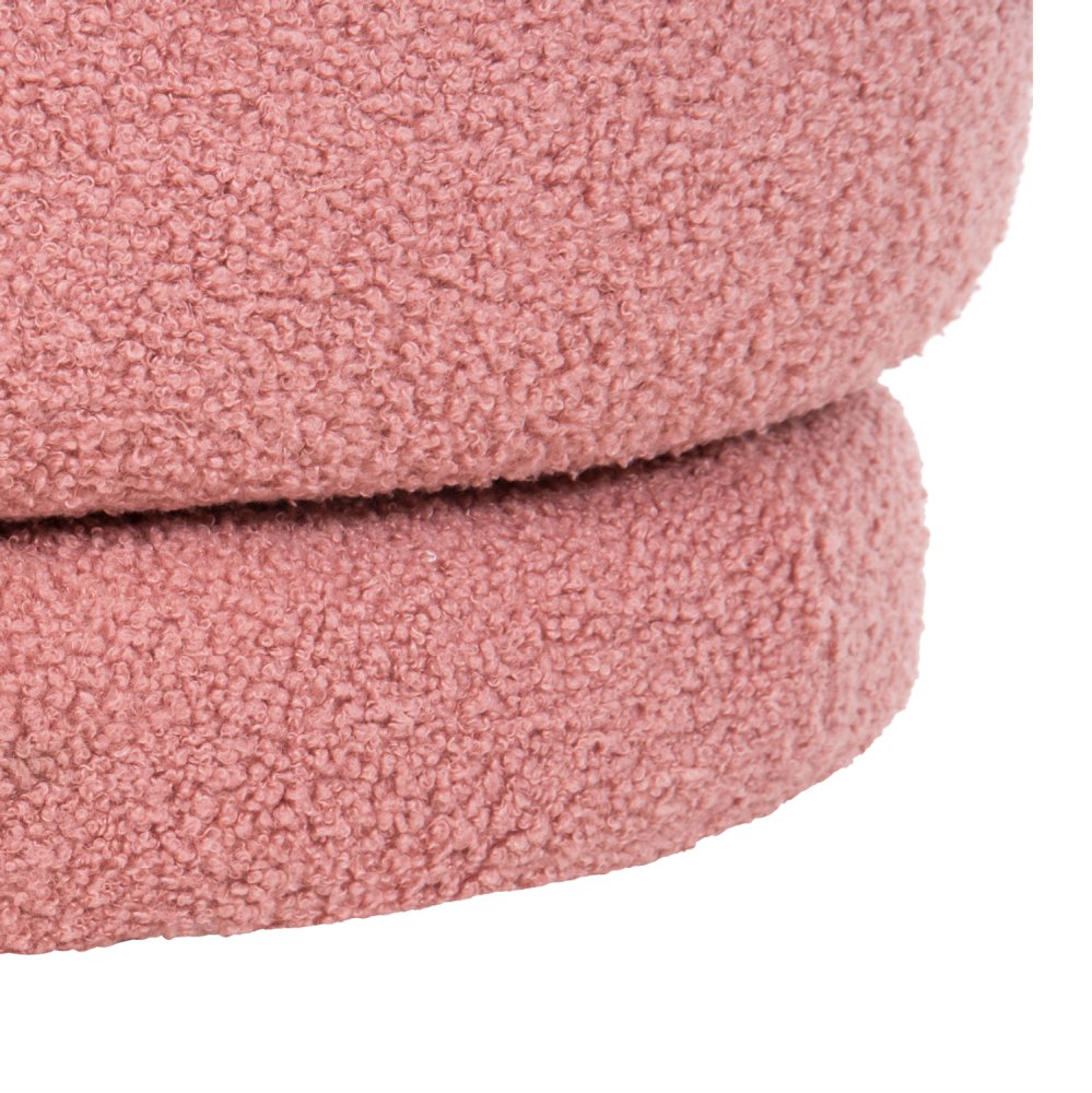 HOCKER MIT RÜCKENLEHNE DREHBAR MIT ROSA TEDDYSTOFF 51x51x61Hcm