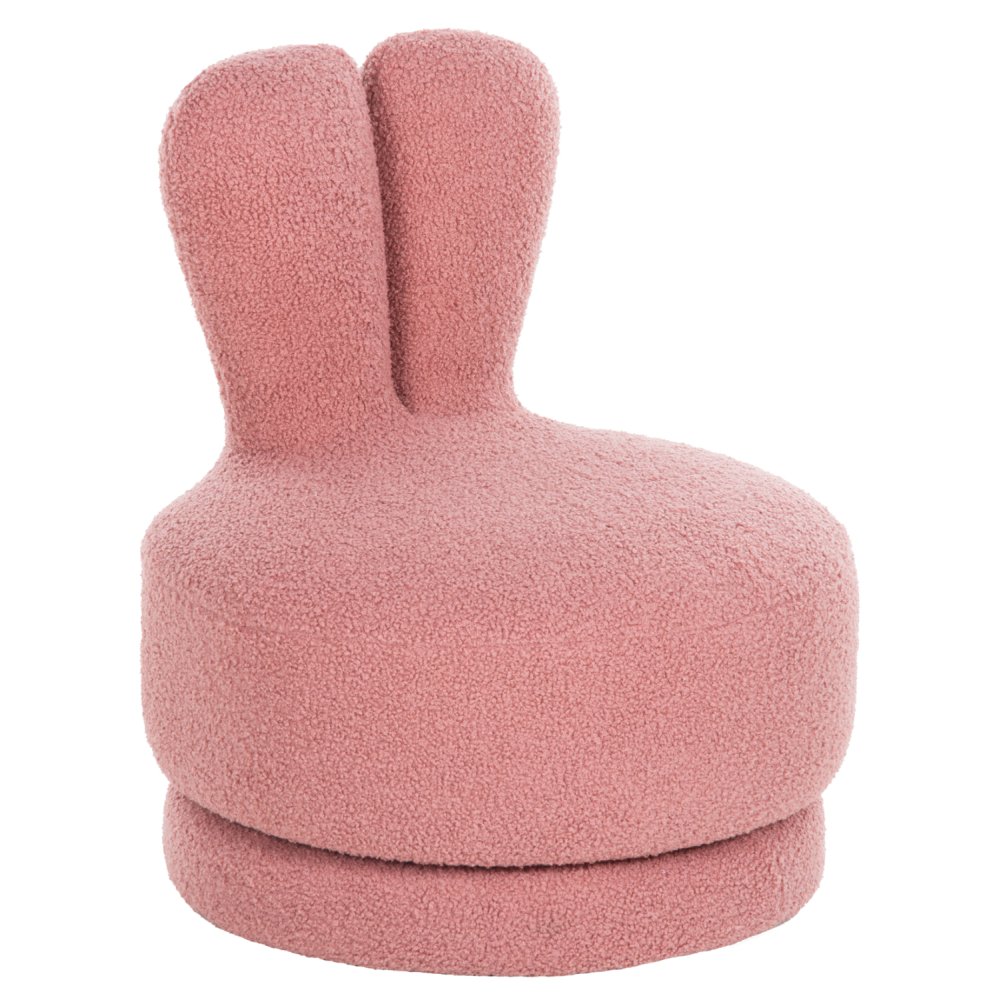 HOCKER MIT RÜCKENLEHNE DREHBAR MIT ROSA TEDDYSTOFF 51x51x61Hcm