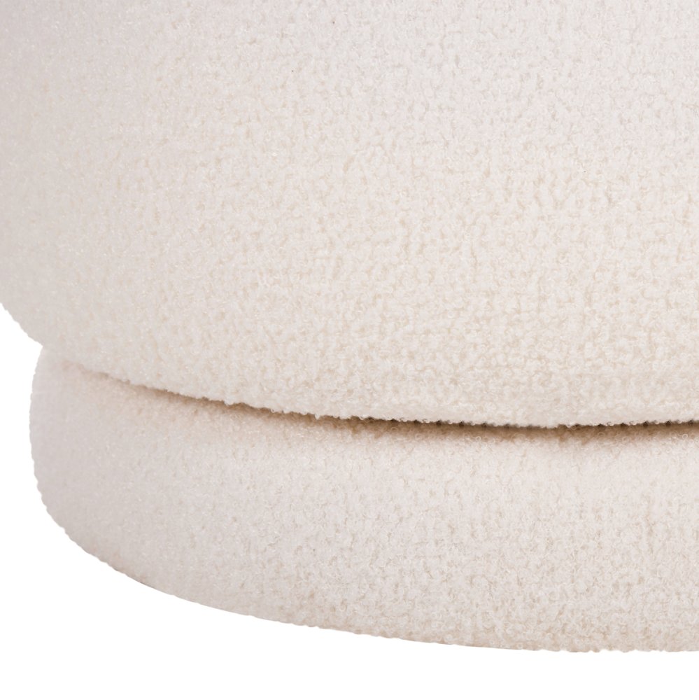 HOCKER MIT RÜCKENLEHNE DREHBAR MIT WEIßEM TEDDYSTOFF 51x51x61Hcm