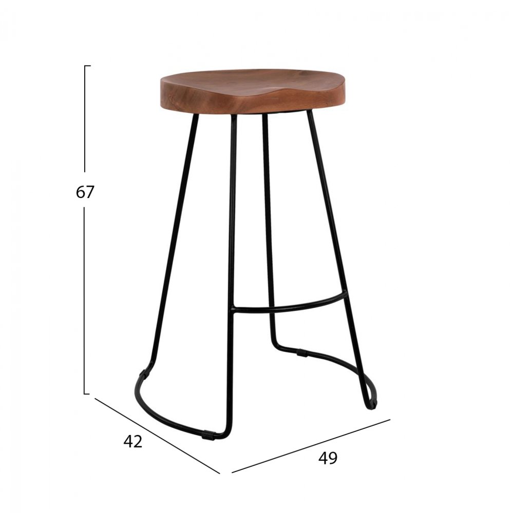 Mittelhoher Hocker aus Akazienholz