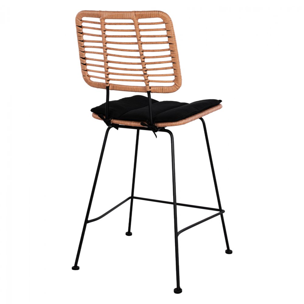 Barhocker „Allegra I“ mit Kissen in Beige-Schwarz 55x56x107 cm