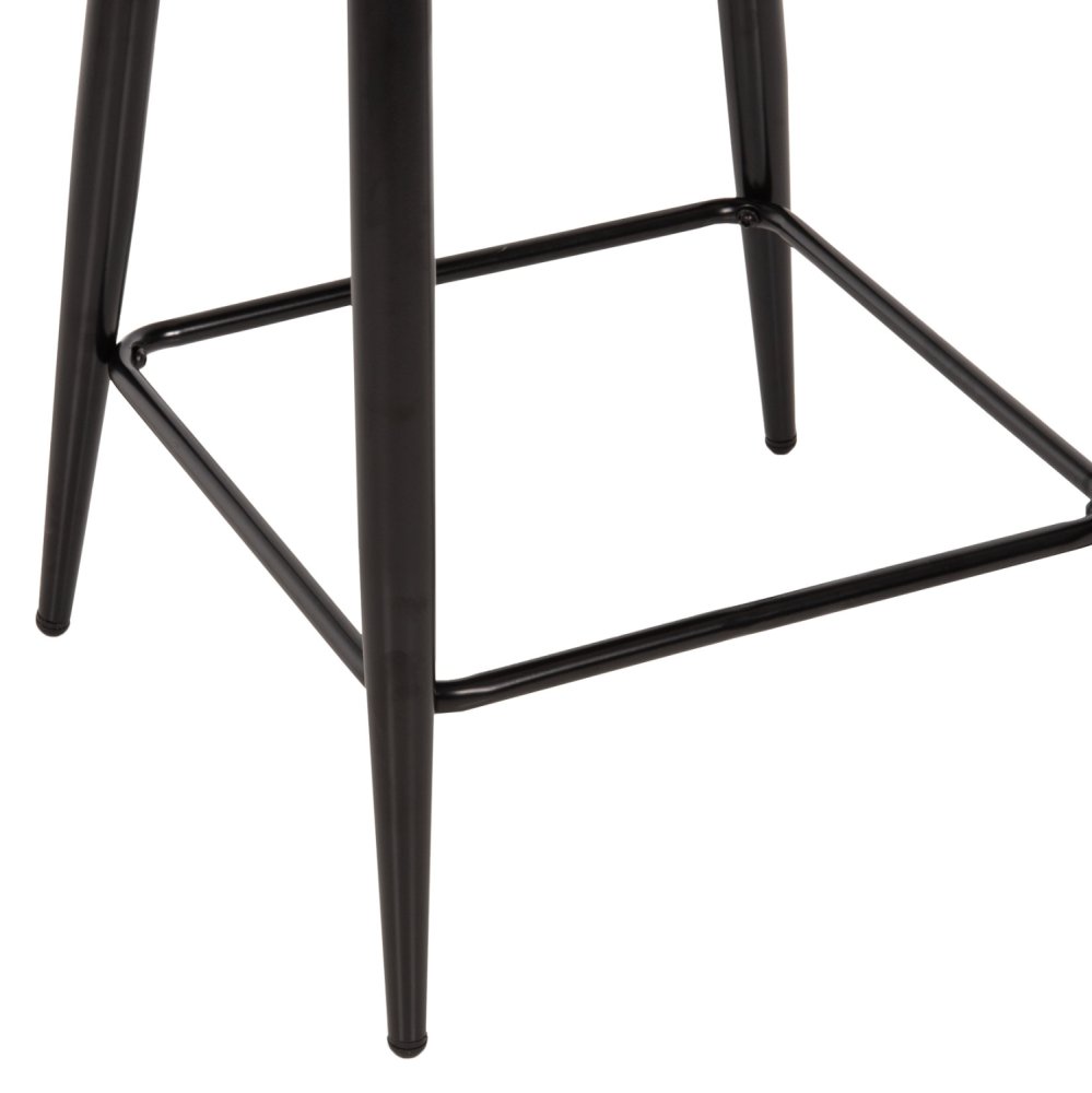 MITTELHOHER HOCKER AUS EKRU TEDDY BOUCLE STOFF MIT SCHWARZEN METALLBEINEN 55x62x105cm