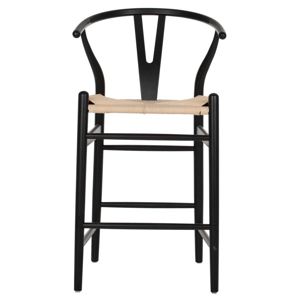 MITTELHOHER HOCKER "BRAVE" MIT GABELRÜCKEN AUS BUCHE SCHWARZ 48x53x100 cm