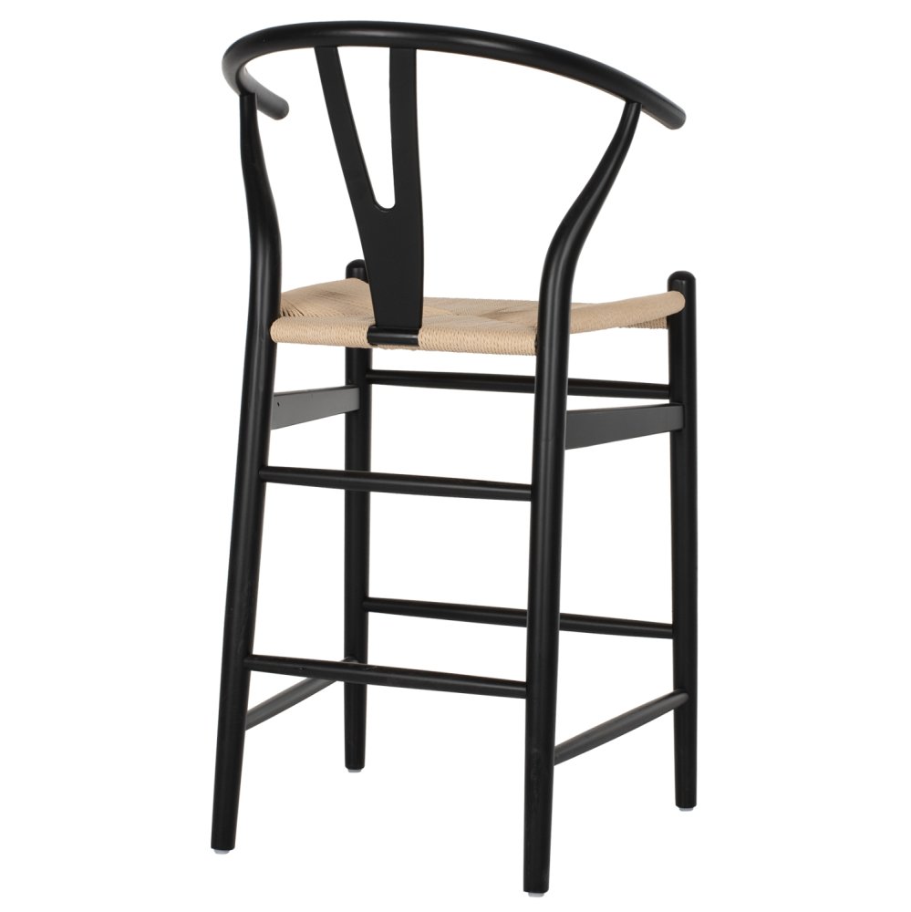MITTELHOHER HOCKER "BRAVE" MIT GABELRÜCKEN AUS BUCHE SCHWARZ 48x53x100 cm