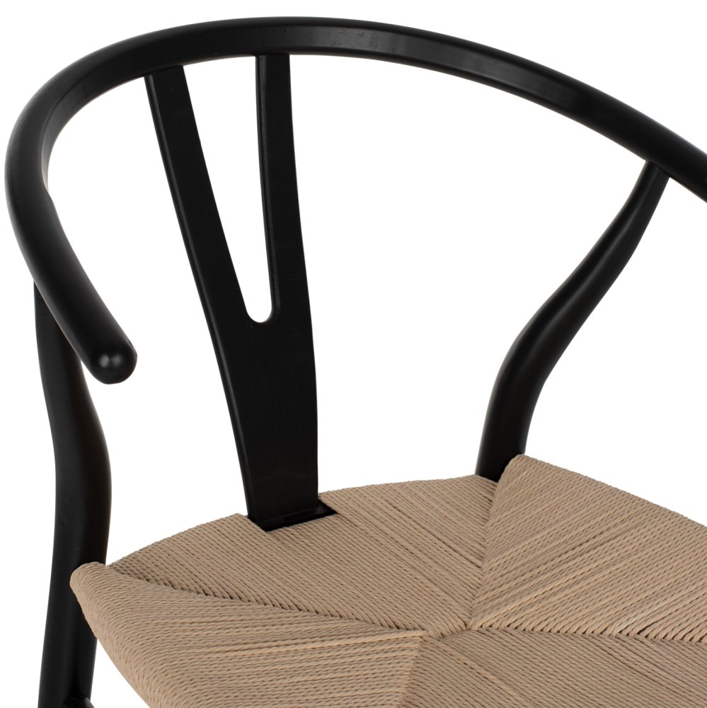 MITTELHOHER HOCKER "BRAVE" MIT GABELRÜCKEN AUS BUCHE SCHWARZ 48x53x100 cm