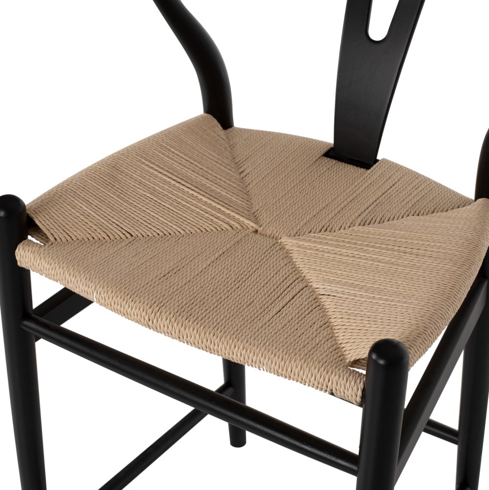 MITTELHOHER HOCKER "BRAVE" MIT GABELRÜCKEN AUS BUCHE SCHWARZ 48x53x100 cm