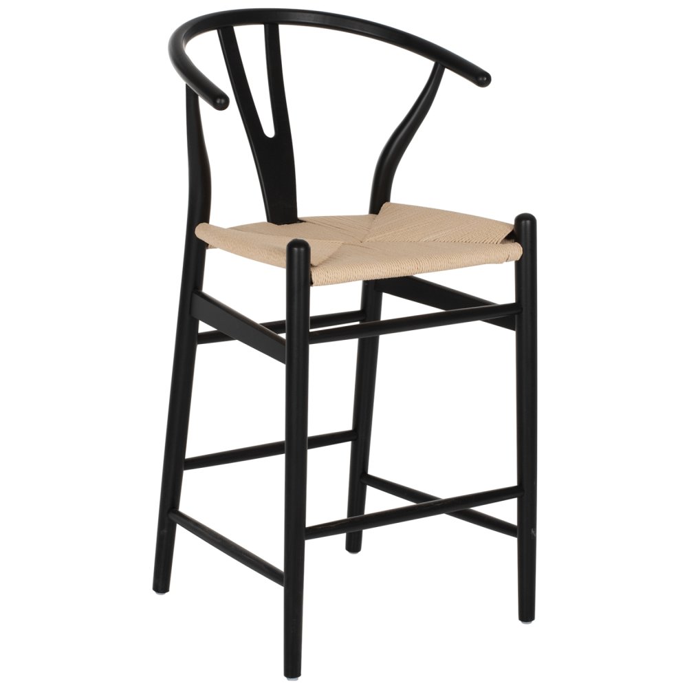 MITTELHOHER HOCKER "BRAVE" MIT GABELRÜCKEN AUS BUCHE SCHWARZ 48x53x100 cm