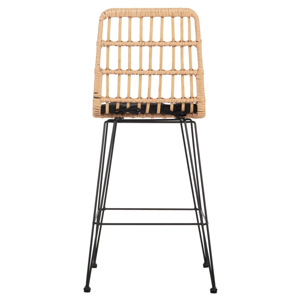Barhocker, mittlere Höhe, Metall und Kissen, Schwarz-Kocher, Beige, 50 x 55 x 103 cm