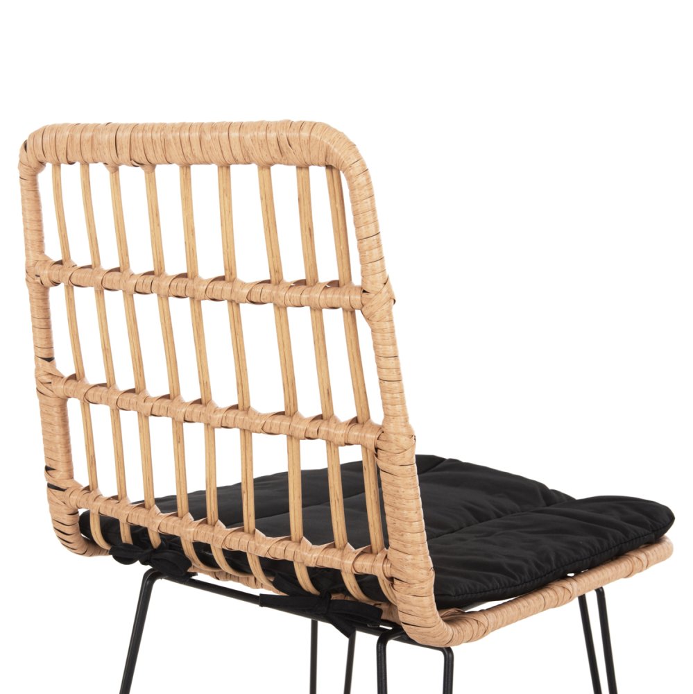 Barhocker, mittlere Höhe, Metall und Kissen, Schwarz-Kocher, Beige, 50 x 55 x 103 cm