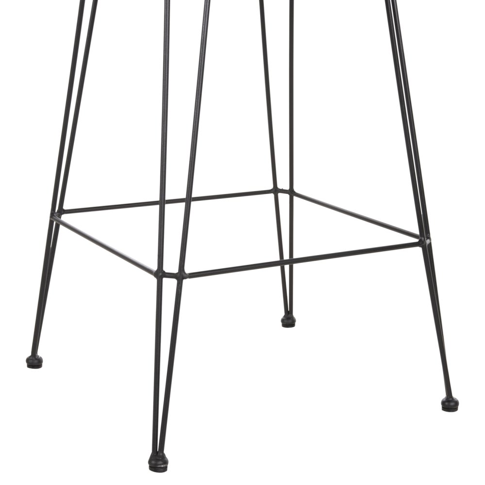 Barhocker, mittlere Höhe, Metall und Kissen, Schwarz-Kocher, Beige, 50 x 55 x 103 cm
