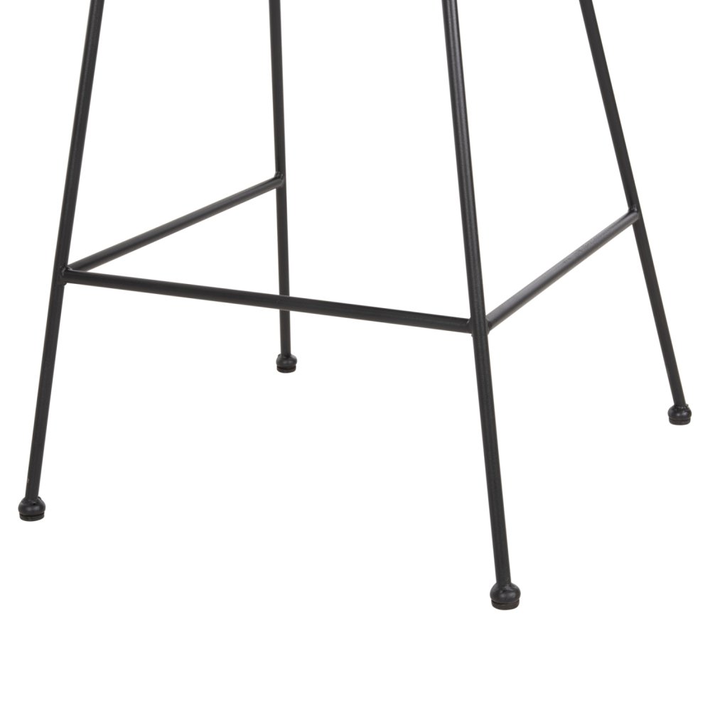 Barhocker, mittlere Höhe, Allegra aus Metall mit Kissen, schwarz, Korbgeflecht, beige, 53 x 56 x 107 cm