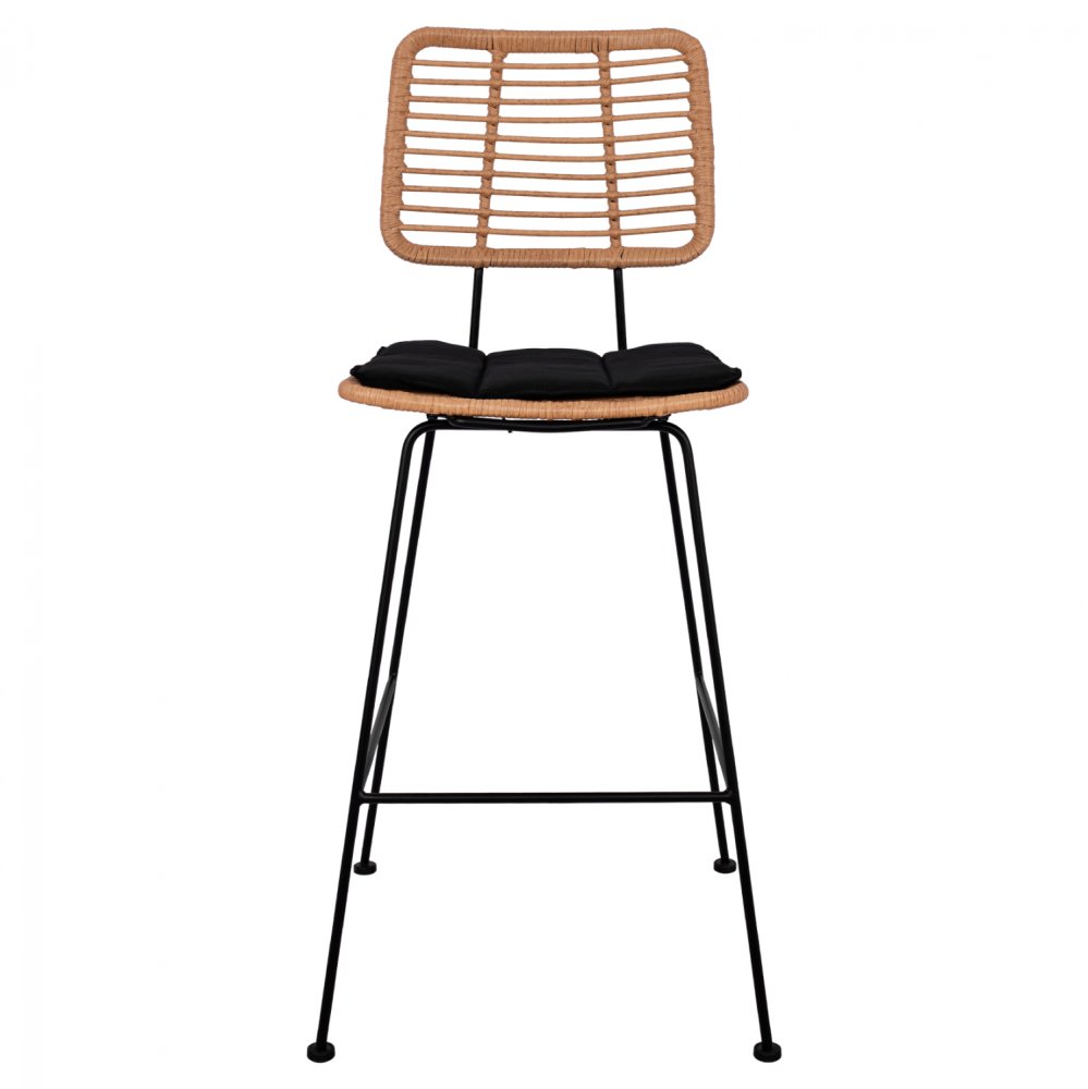 Barhocker „Allegra I,, mit Kissen in Beige-Schwarz 46,5x55x117,5 cm.