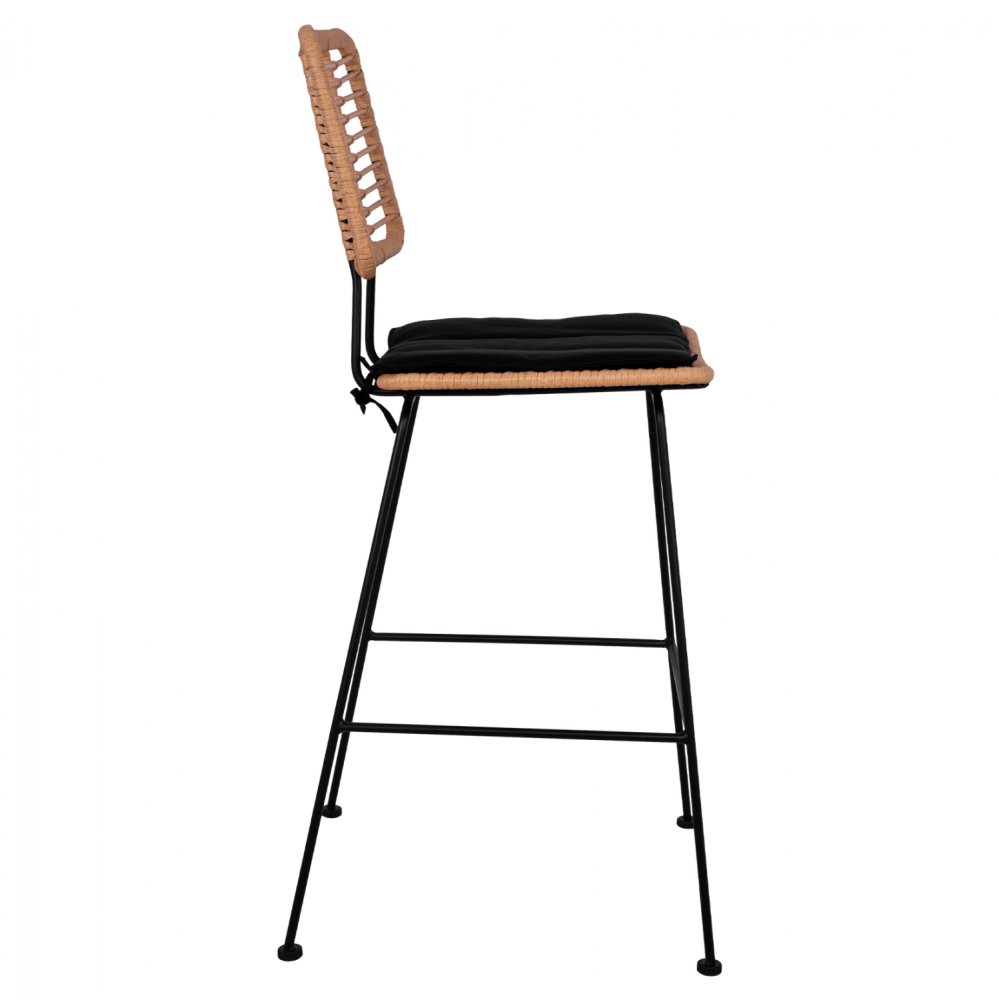 Barhocker „Allegra I,, mit Kissen in Beige-Schwarz 46,5x55x117,5 cm.