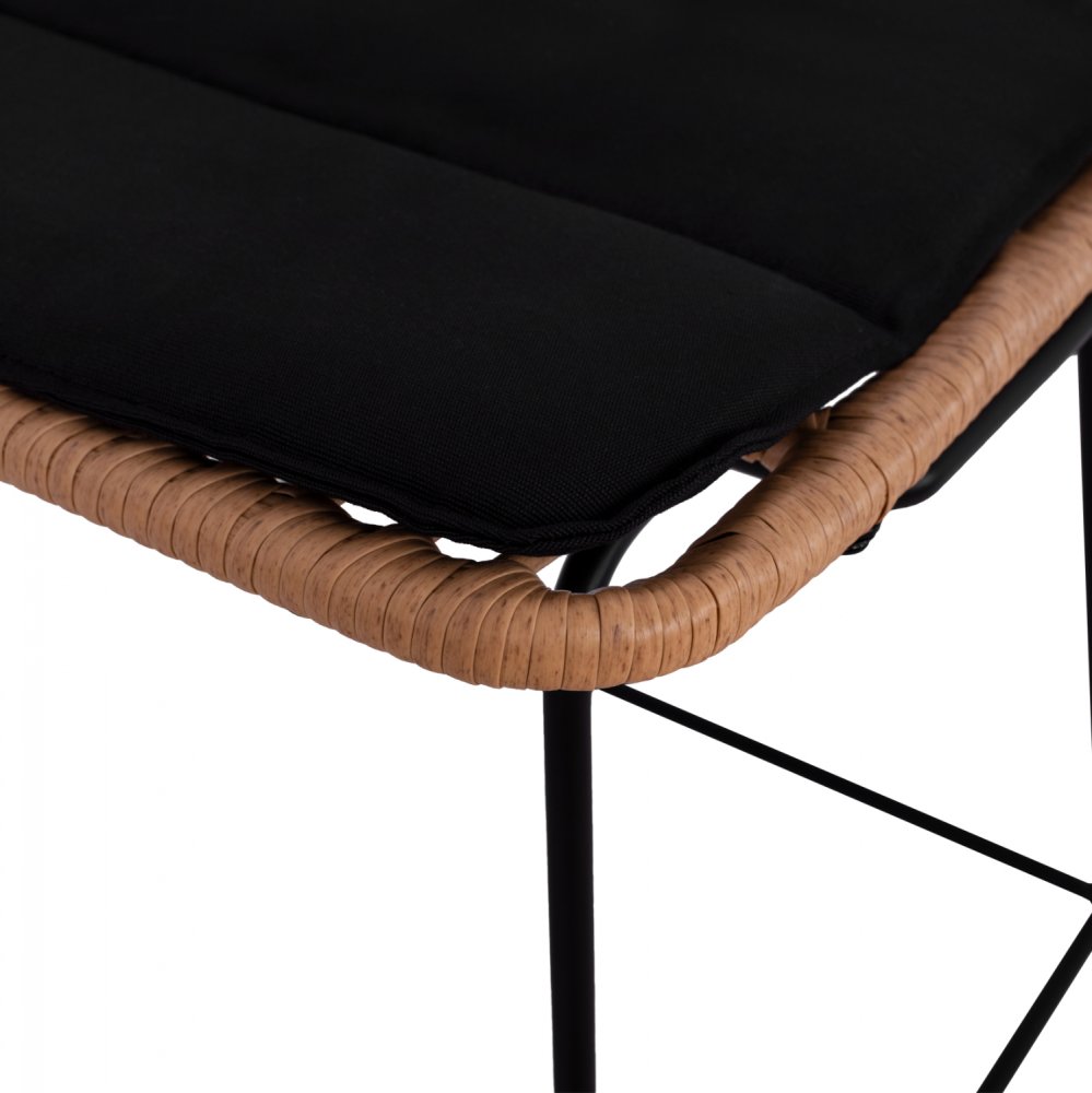 Barhocker „Allegra I,, mit Kissen in Beige-Schwarz 46,5x55x117,5 cm.