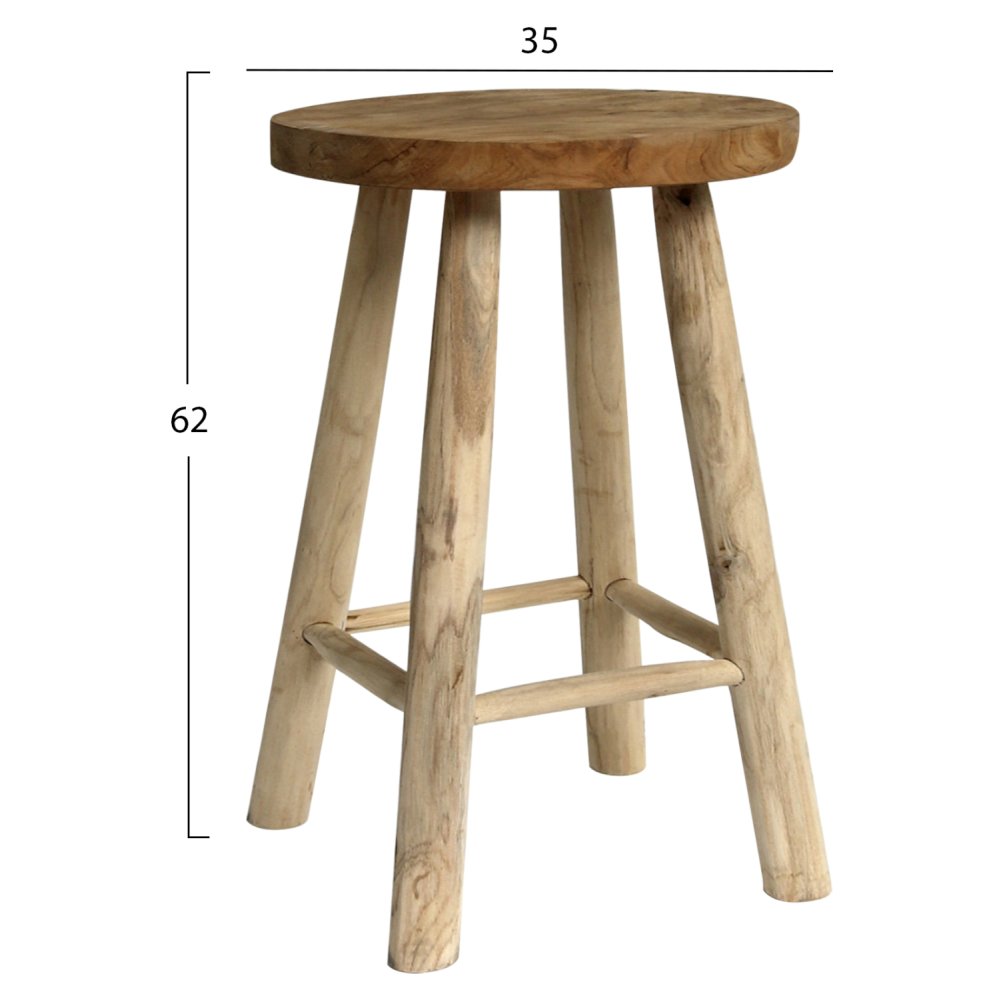 HOCKER AUS TEAKHOLZ NATUR Φ35x62Hcm