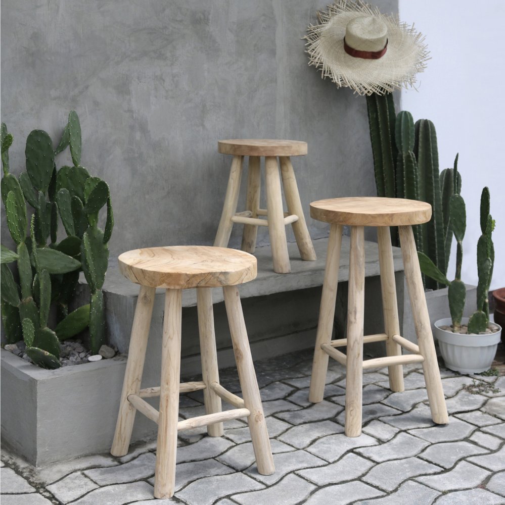HOCKER AUS TEAKHOLZ NATUR Φ35x62Hcm