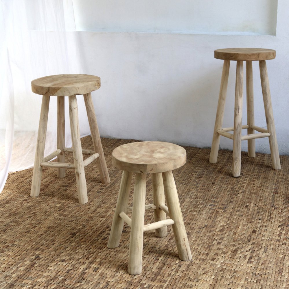 HOCKER AUS TEAKHOLZ NATUR Φ35x62Hcm