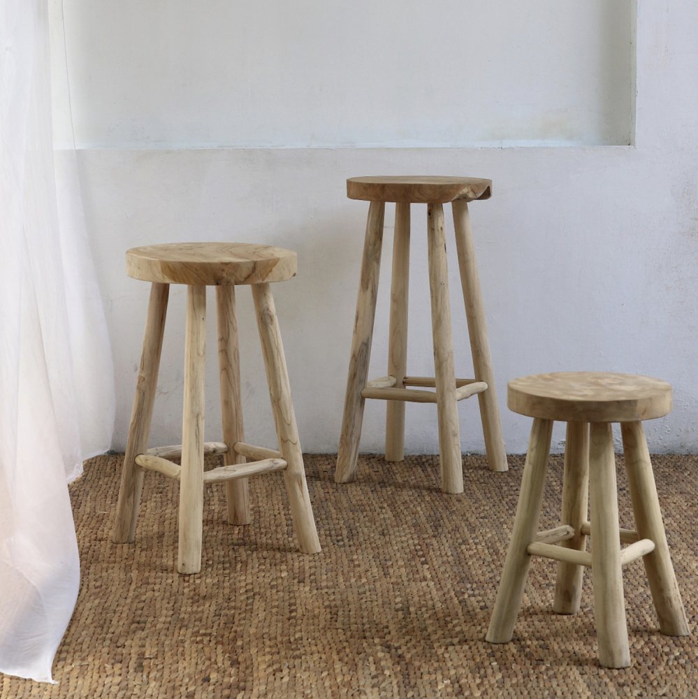 HOCKER AUS TEAKHOLZ NATUR Φ35x62Hcm